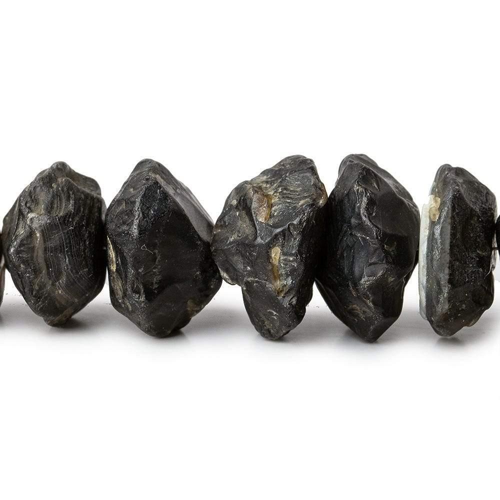 Black Agate Tumbled Hammer Faceted Disc Beads - The Bead Traders