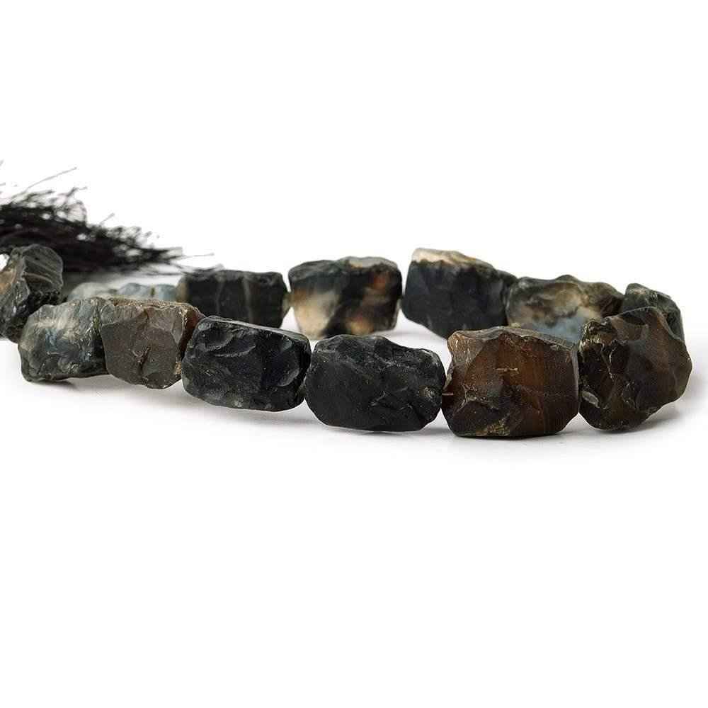 Black Agate Tumbled Hammer Faceted Rectangle Beads 8 inch 13 pcs - The Bead Traders