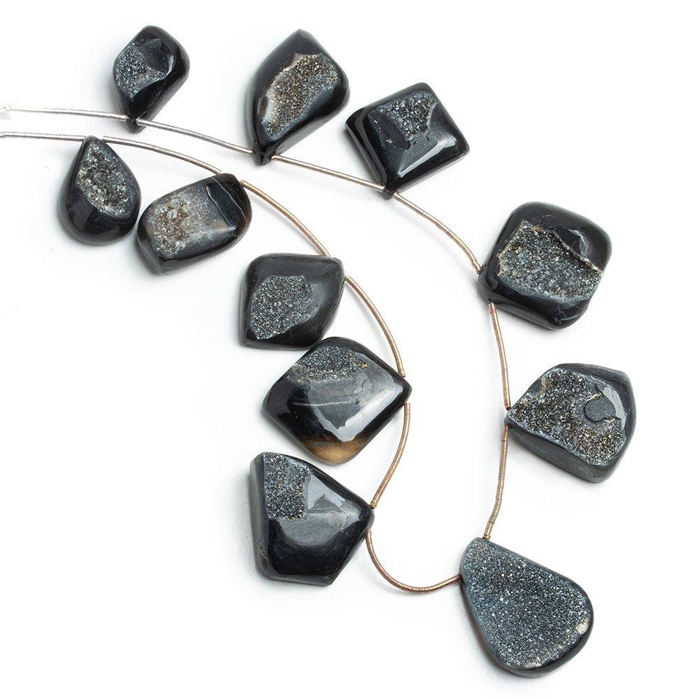 Black & Brown Drusy Nugget Beads 11 inch 10 pieces - The Bead Traders