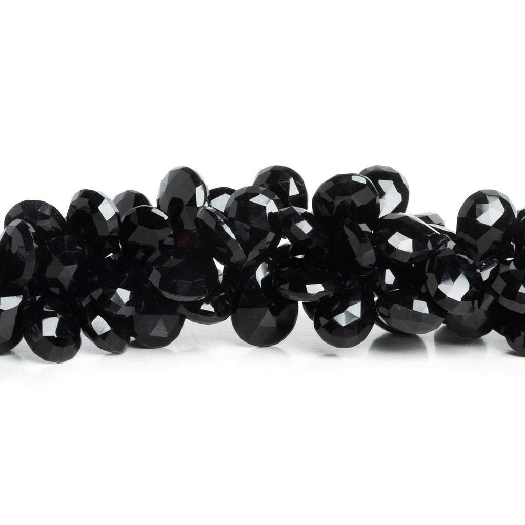 Black Chalcedony Faceted Pears 8.5 inch 45 beads - The Bead Traders