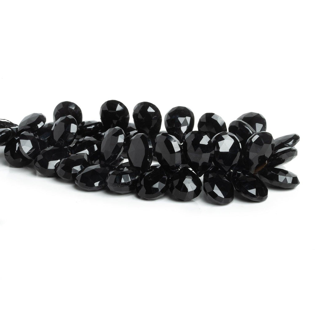 Black Chalcedony Faceted Pears 8.5 inch 45 beads - The Bead Traders
