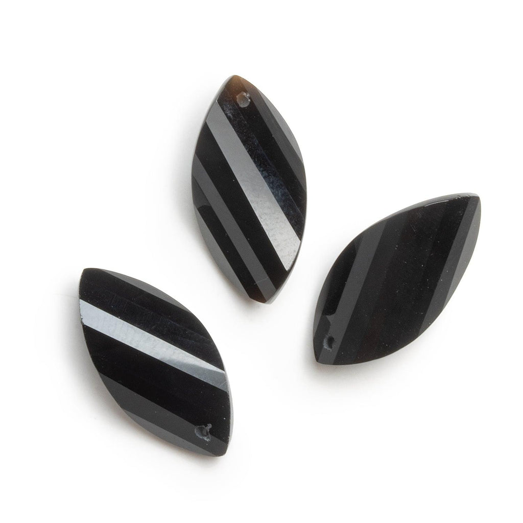 Black Chalcedony Faceted Twist Marquise Focal 1 Bead - The Bead Traders