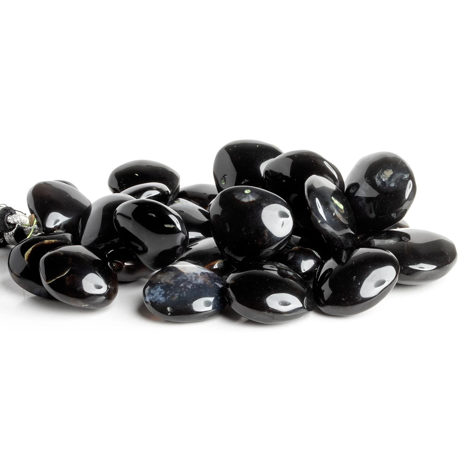 Black Chalcedony Plain Hearts 7 inch 25 beads - The Bead Traders