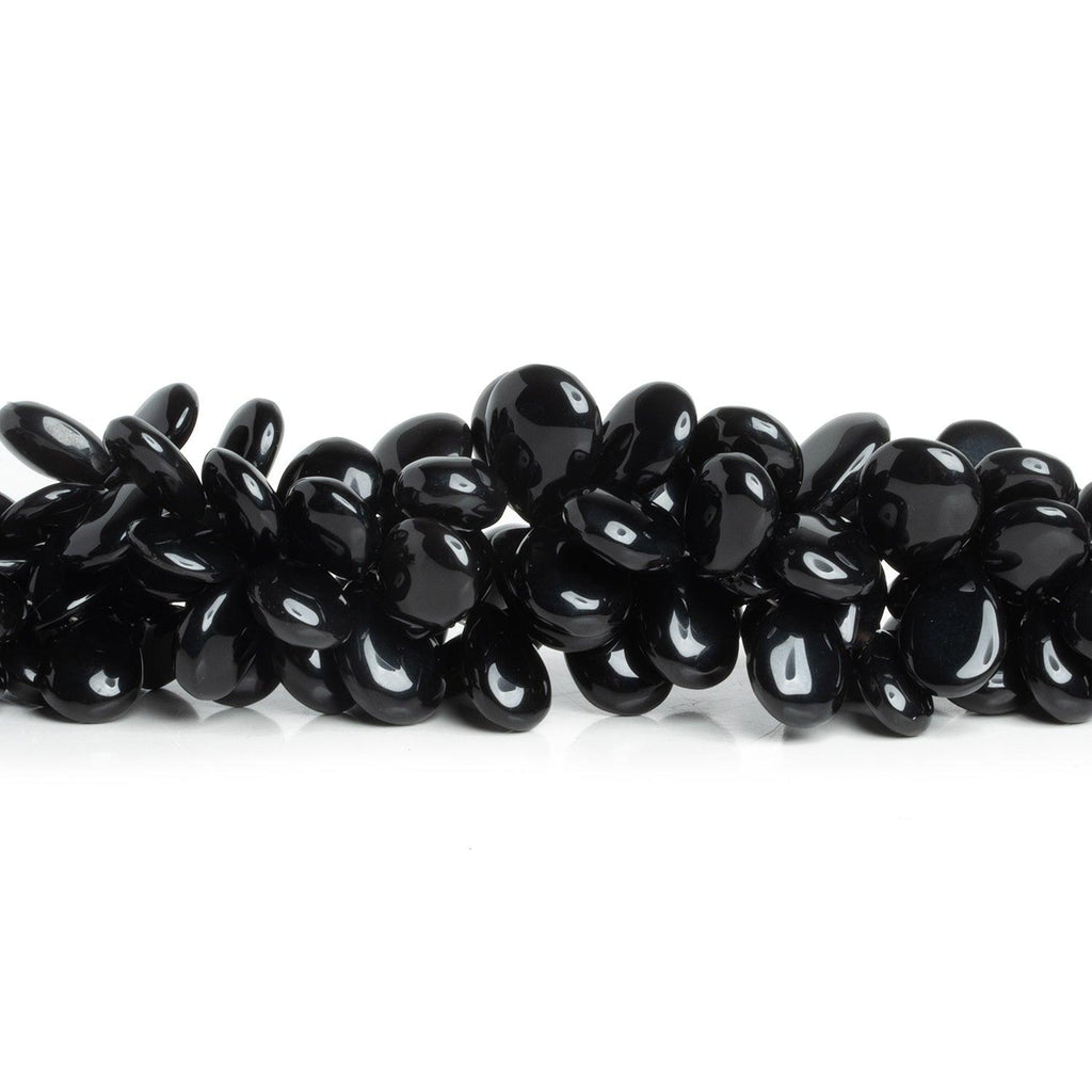 Black Chalcedony Plain Pears 7.5 inch 33 beads - The Bead Traders
