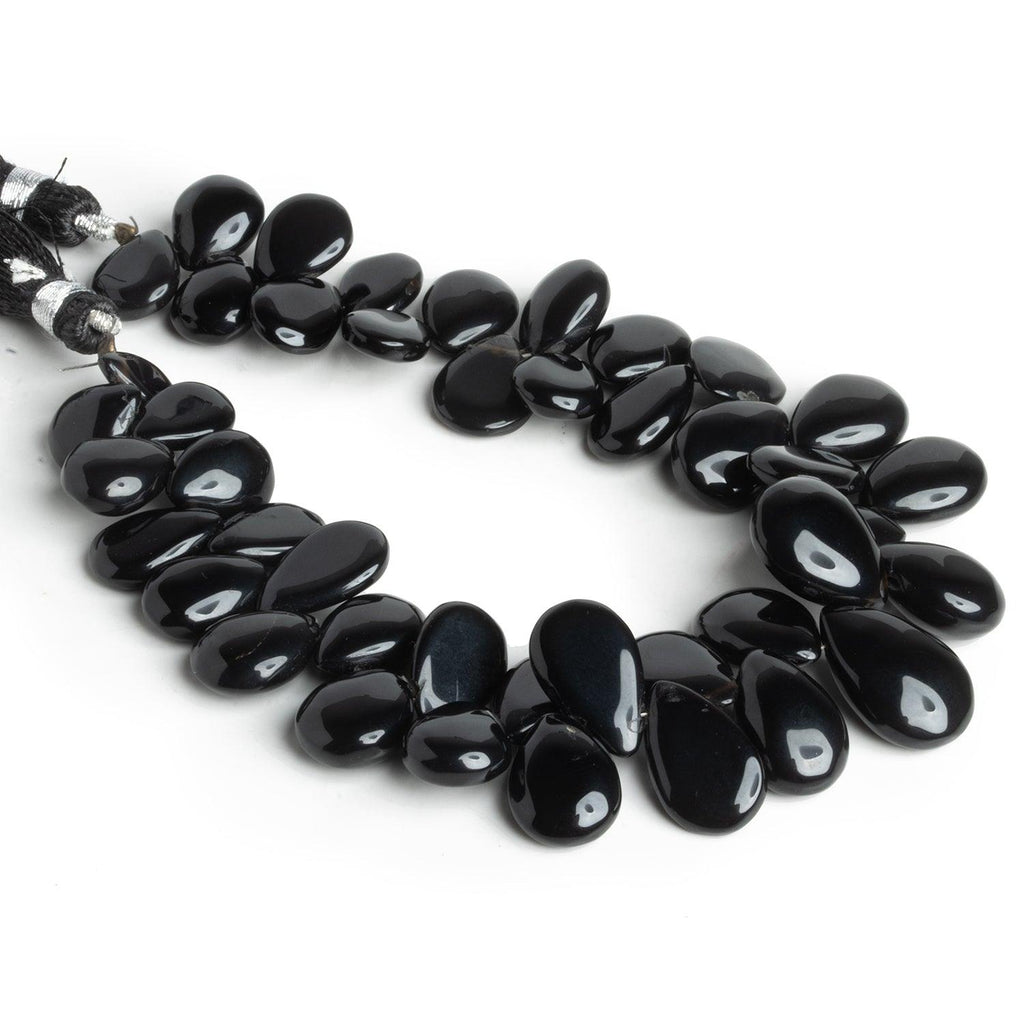 Black Chalcedony Plain Pears 7.5 inch 33 beads - The Bead Traders