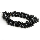 Black Chalcedony Plain Teardrops 12 inch 90 beads - The Bead Traders