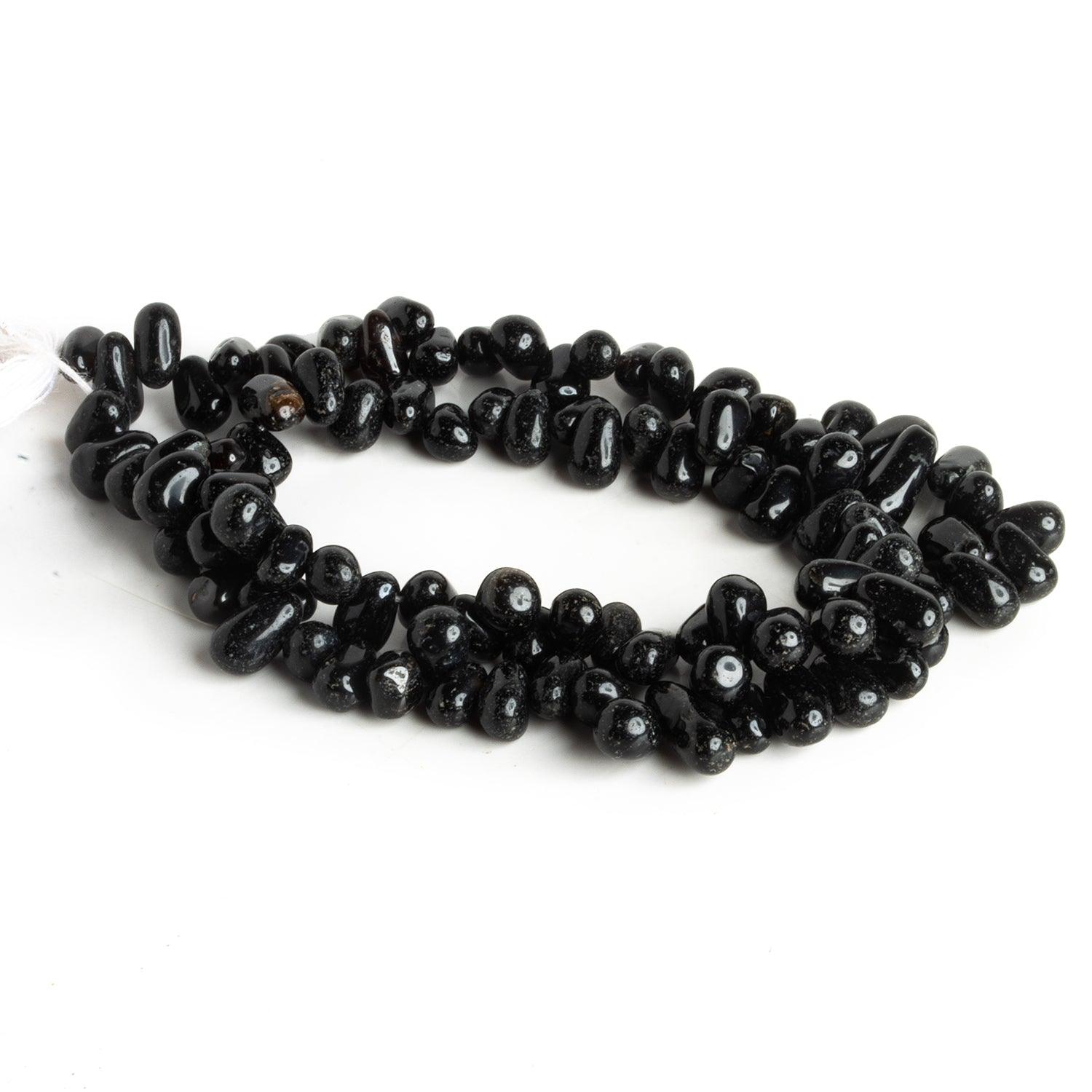 Black Chalcedony Plain Teardrops 12 inch 90 beads - The Bead Traders