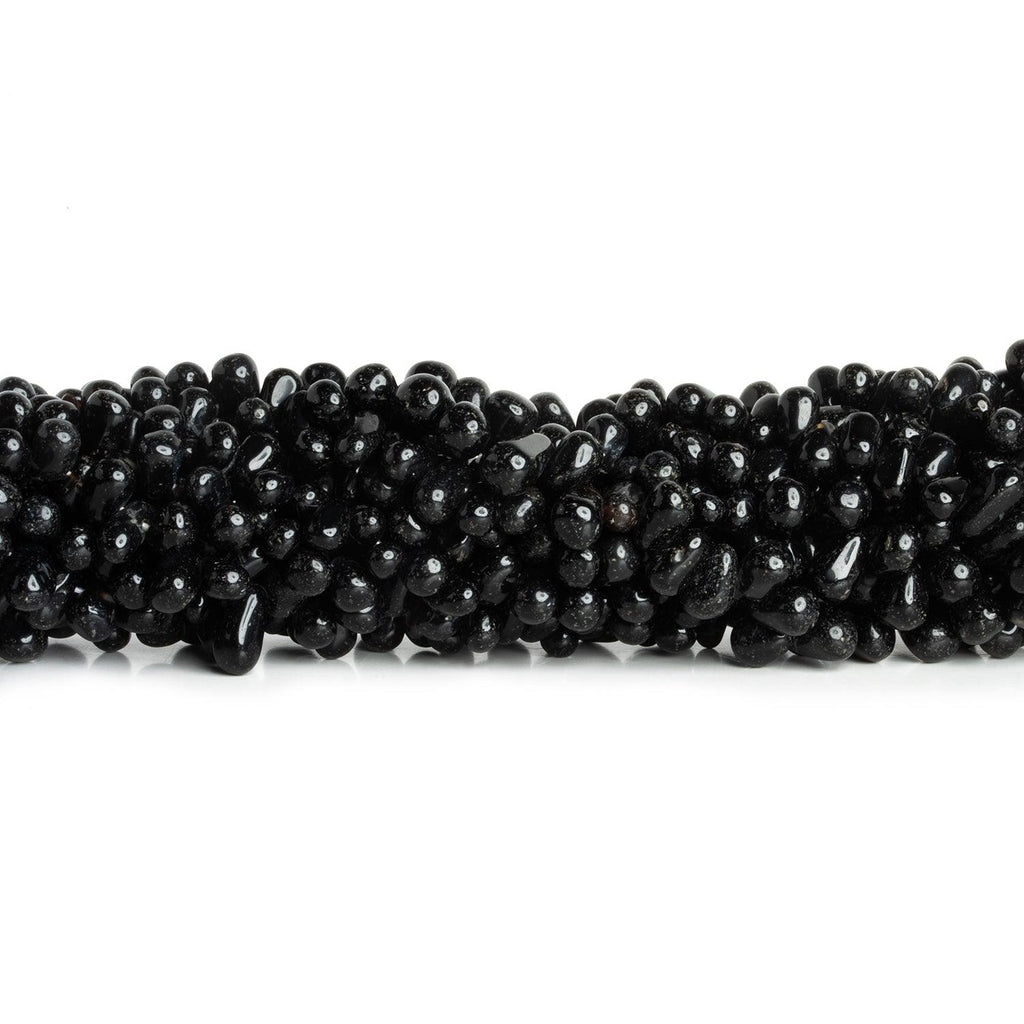 Black Chalcedony Plain Teardrops 12 inch 90 beads - The Bead Traders