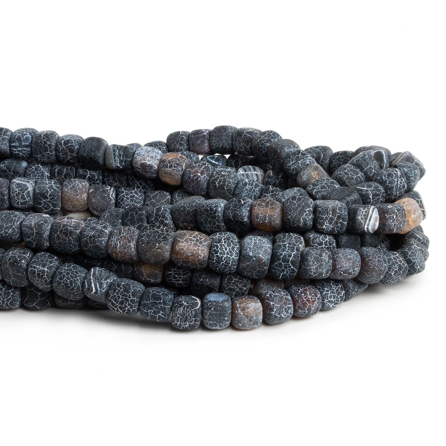 Black Cracked Agate Plain Cubes 15 inch 50 pieces - The Bead Traders