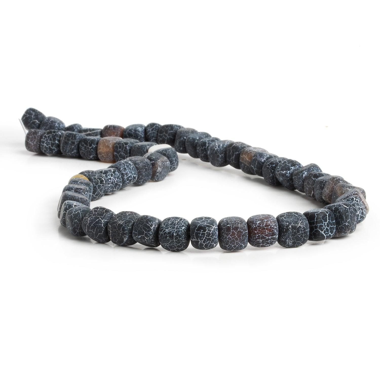 Black Cracked Agate Plain Cubes 15 inch 50 pieces - The Bead Traders
