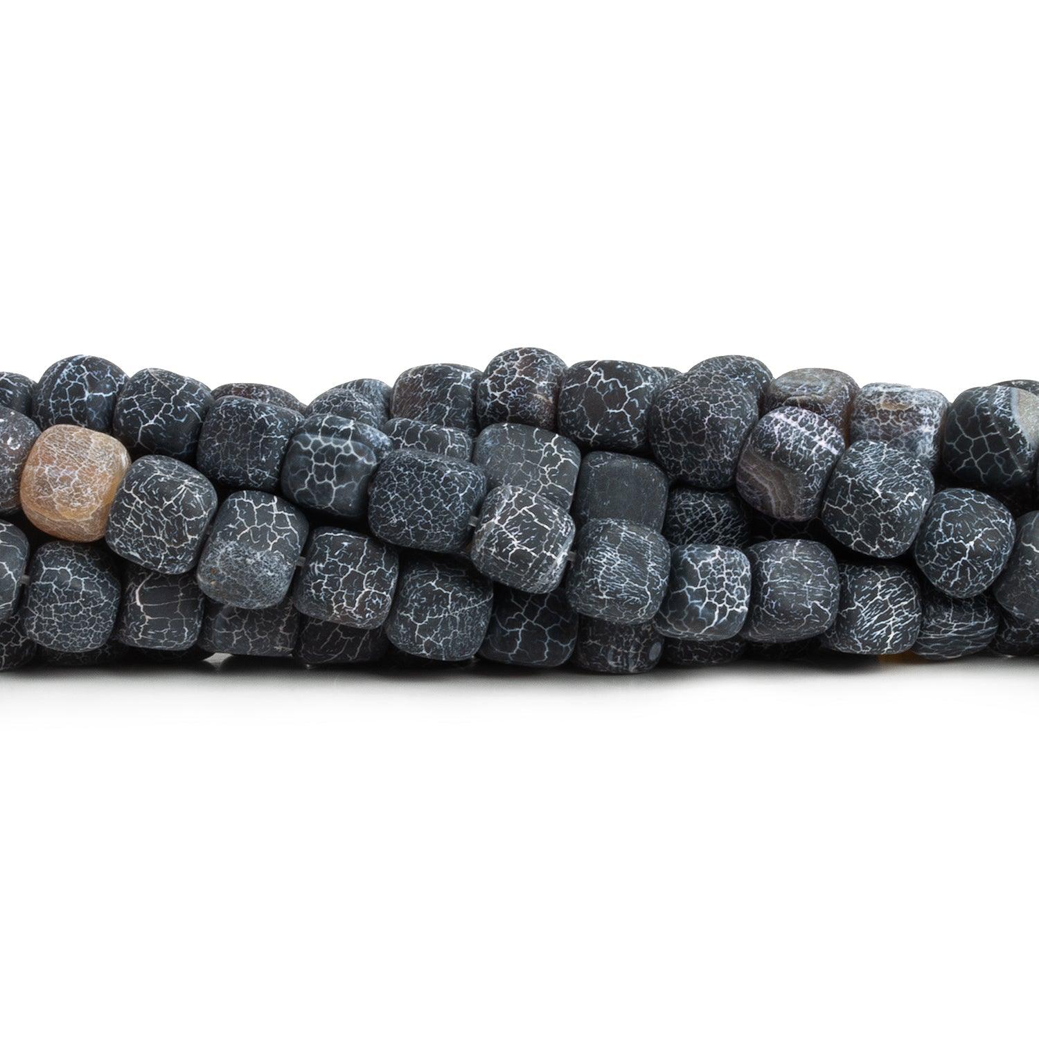 Black Cracked Agate Plain Cubes 15 inch 50 pieces - The Bead Traders
