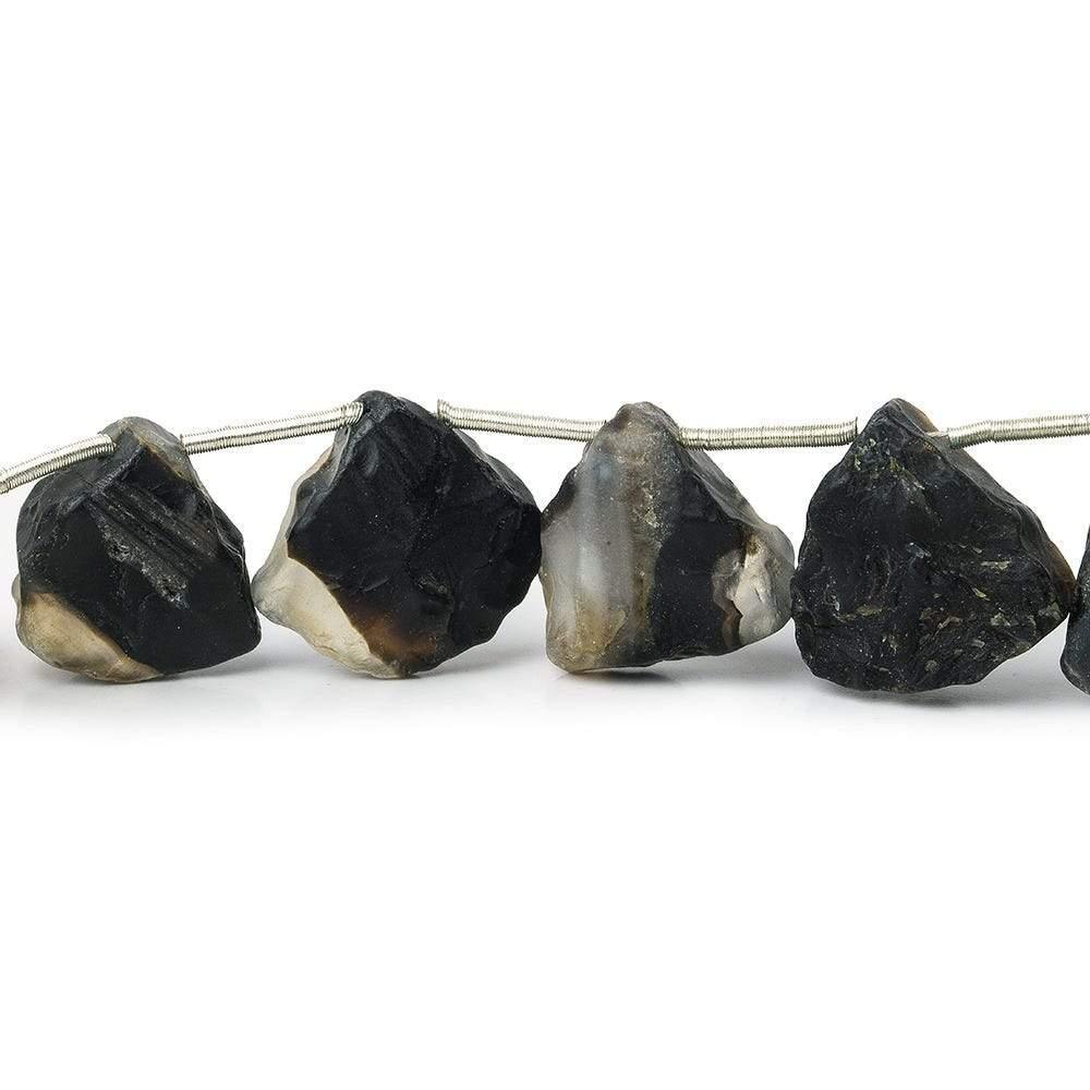 Black & Cream Agate Tumbled Chip Hammer Faceted Trillion Beads 8 inch 11 pieces - The Bead Traders