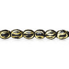 Black Enamel Plated Brass Oval Bead 7x6mm Diamond Cut Elipses, 8" length, 29 pcs - The Bead Traders