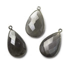 Black Gold .925 Bezel Platinum Grey Moonstone faceted pear Pendant 1 piece - The Bead Traders