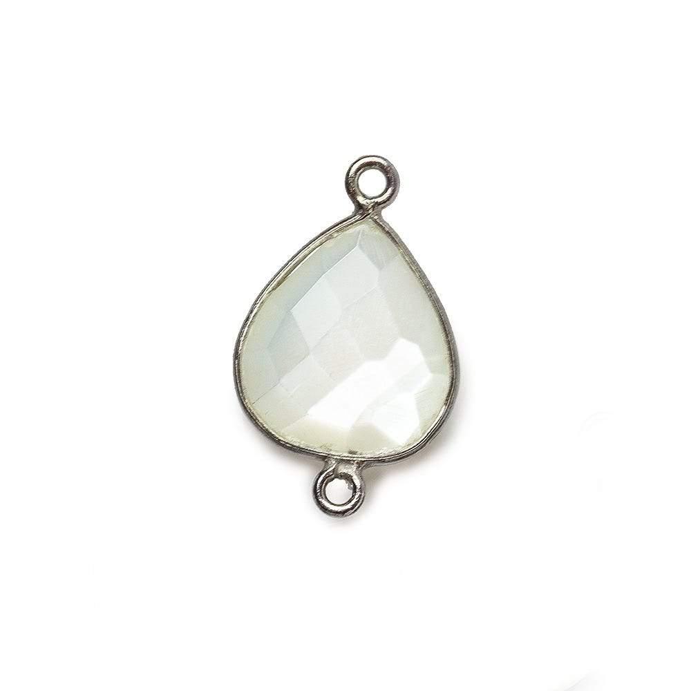 Black Gold .925 Bezel White Moonstone faceted pear Connector 1 piece - The Bead Traders