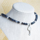 Black Gold .925 Bezel White Moonstone faceted pear Connector 1 piece - The Bead Traders