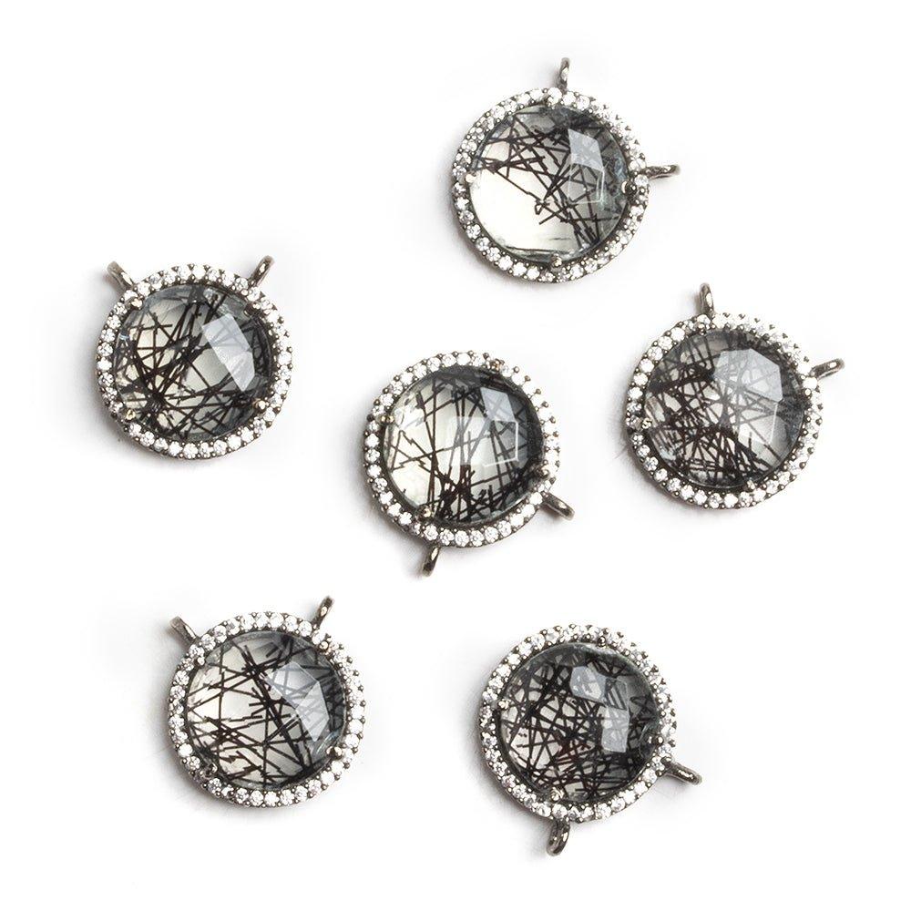 Black Gold .925 CZ Bezel Clear Resin with Needles Coin Connector - The Bead Traders