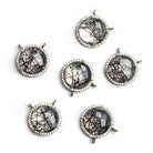 Black Gold .925 CZ Bezel Clear Resin with Needles Coin Connector - The Bead Traders
