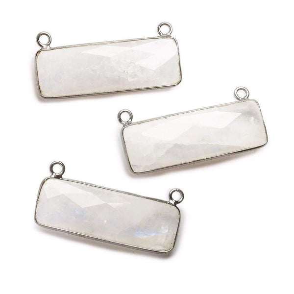 Black Gold Bezel Rainbow Moonstone Bar Connector 1 Piece