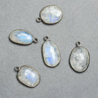 Black Gold Bezel Rainbow Moonstone Pendant 1 piece - The Bead Traders