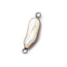 Black Gold Bezel White Biwa Freshwater Pearl Connector 1 focal bead 17x5mm average - The Bead Traders