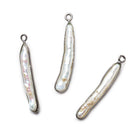 Black Gold Bezel White Biwa Freshwater Pearl Pendant 1 focal bead 21x6mm approximate - The Bead Traders