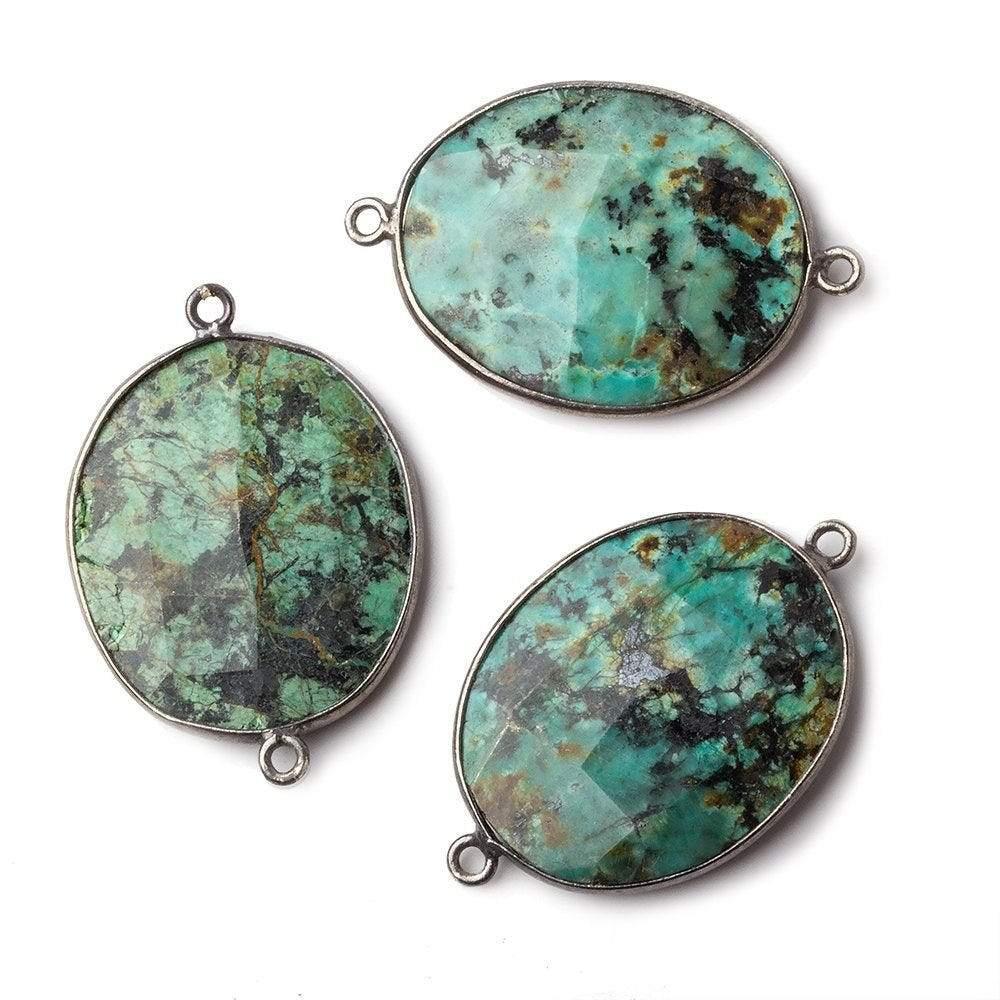 Black Gold Bezeled African Turquoise Oval Connector - The Bead Traders