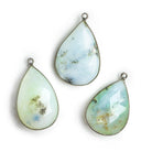 Black Gold Bezeled Blue Peruvian Opal Pear Pendant 1 Piece - The Bead Traders