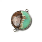 Black Gold Bezeled Chrysoprase & Matrix faceted coin Connector 1 piece - The Bead Traders
