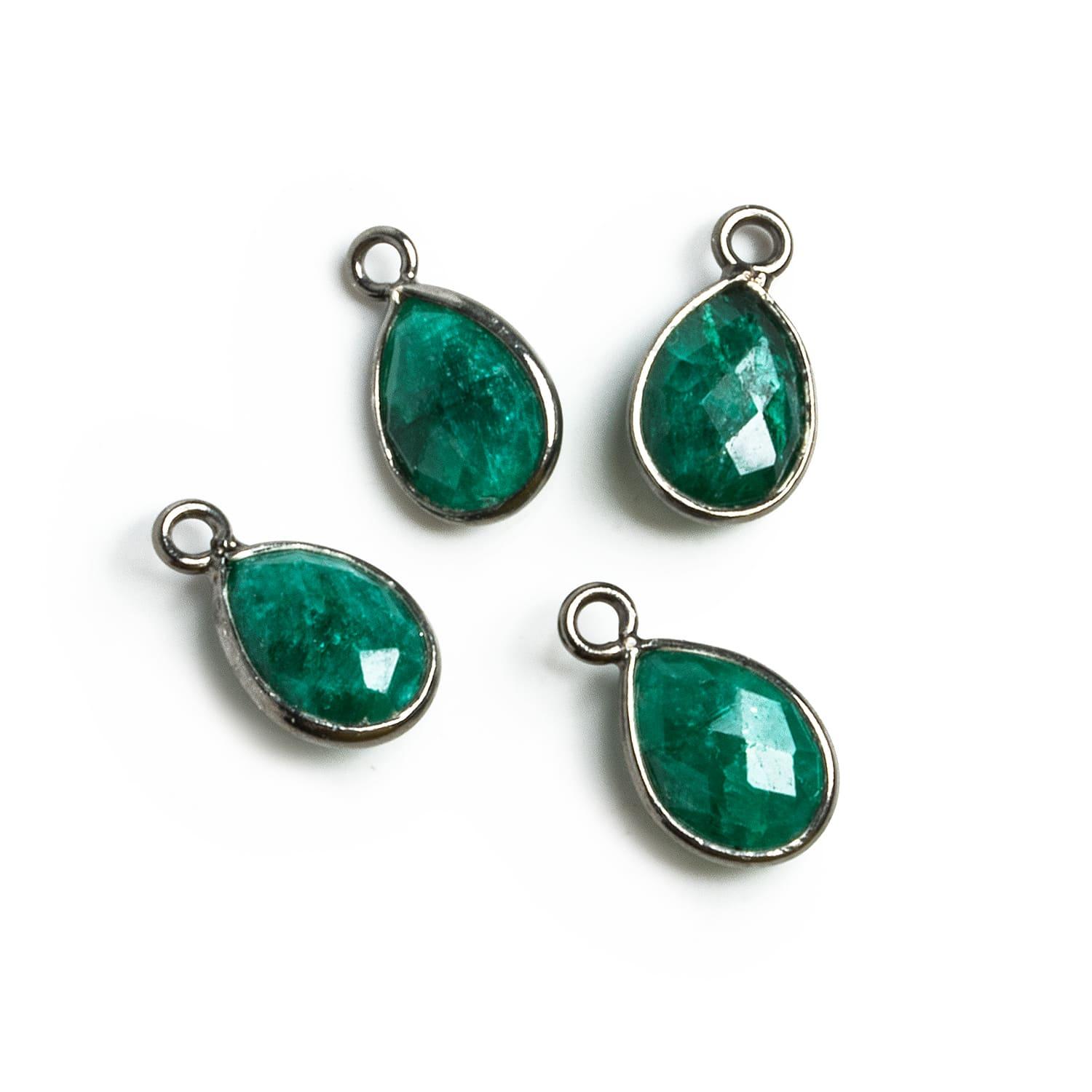 Black Gold Bezeled Emerald Pear Pendants Set of 4 - The Bead Traders