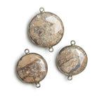 Black Gold Bezeled Jasper Faceted Coin Connector 1 Piece - The Bead Traders