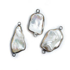 Black Gold Bezeled Pearl Connector 1 Piece - The Bead Traders