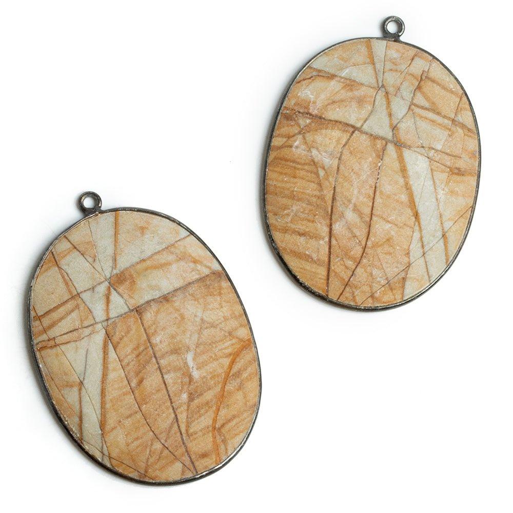 Black Gold Bezeled Picture Jasper Pendant 1 Piece - The Bead Traders