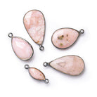 Black Gold Bezeled Pink Peruvian Opal Focals - Lot of 5 - The Bead Traders
