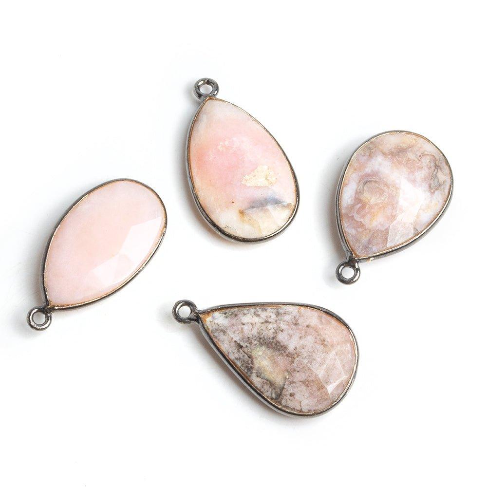 Black Gold Bezeled Pink Peruvian Opal Pendants - Lot of 4 - The Bead Traders