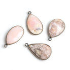 Black Gold Bezeled Pink Peruvian Opal Pendants - Lot of 4 - The Bead Traders
