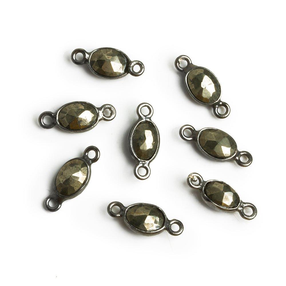 Black Gold Bezeled Pyrite Oval Connector 1 Piece - The Bead Traders