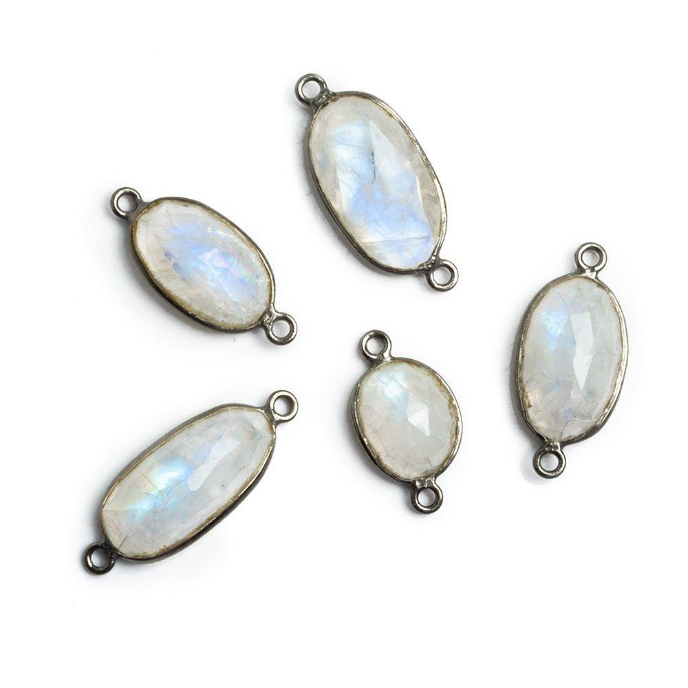 Black Gold Bezeled Rainbow Moonstone Nugget Connector 1 Piece - The Bead Traders