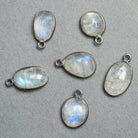 Black Gold Bezeled Rainbow Moonstone Pendant 1 piece - The Bead Traders
