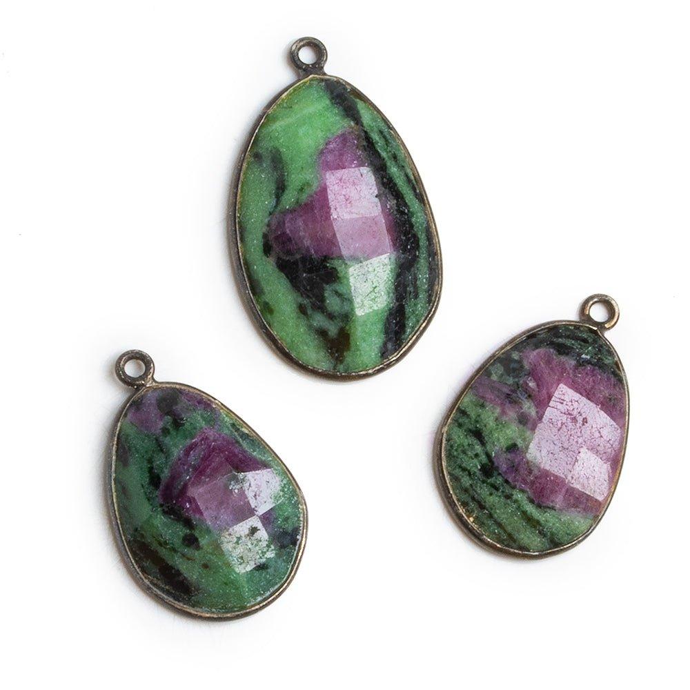 Black Gold Bezeled Ruby in Zoisite Pendant 1 Piece - The Bead Traders