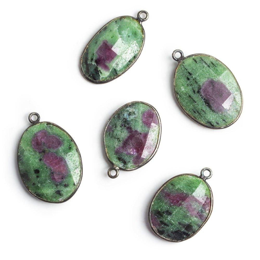 Black Gold Bezeled Ruby in Zoisite Pendant 1 piece - The Bead Traders