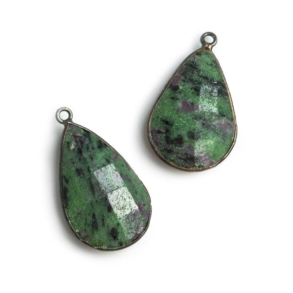 Black Gold Bezeled Ruby in Zoisite Pendants - Lot of 2 - The Bead Traders