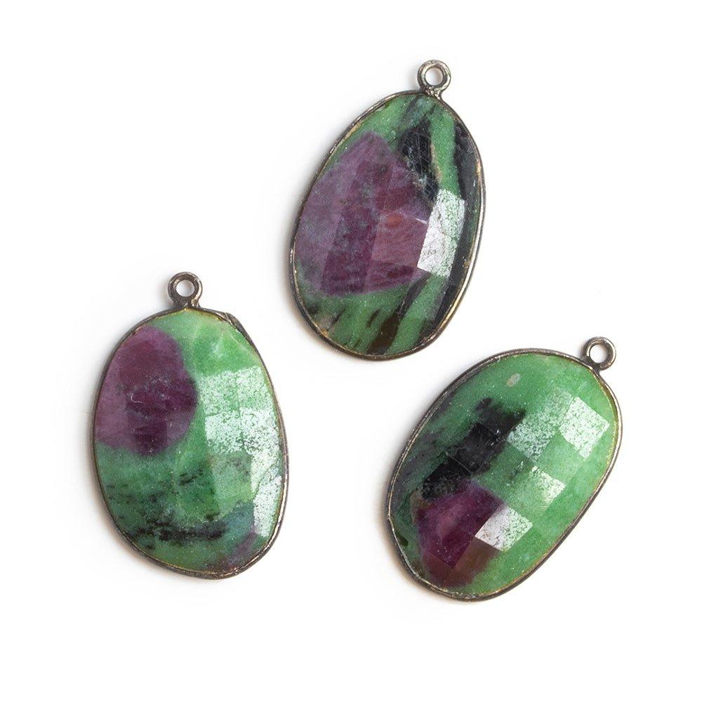 Black Gold Bezeled Ruby in Zoisite Pendants - Lot of 3 - The Bead Traders