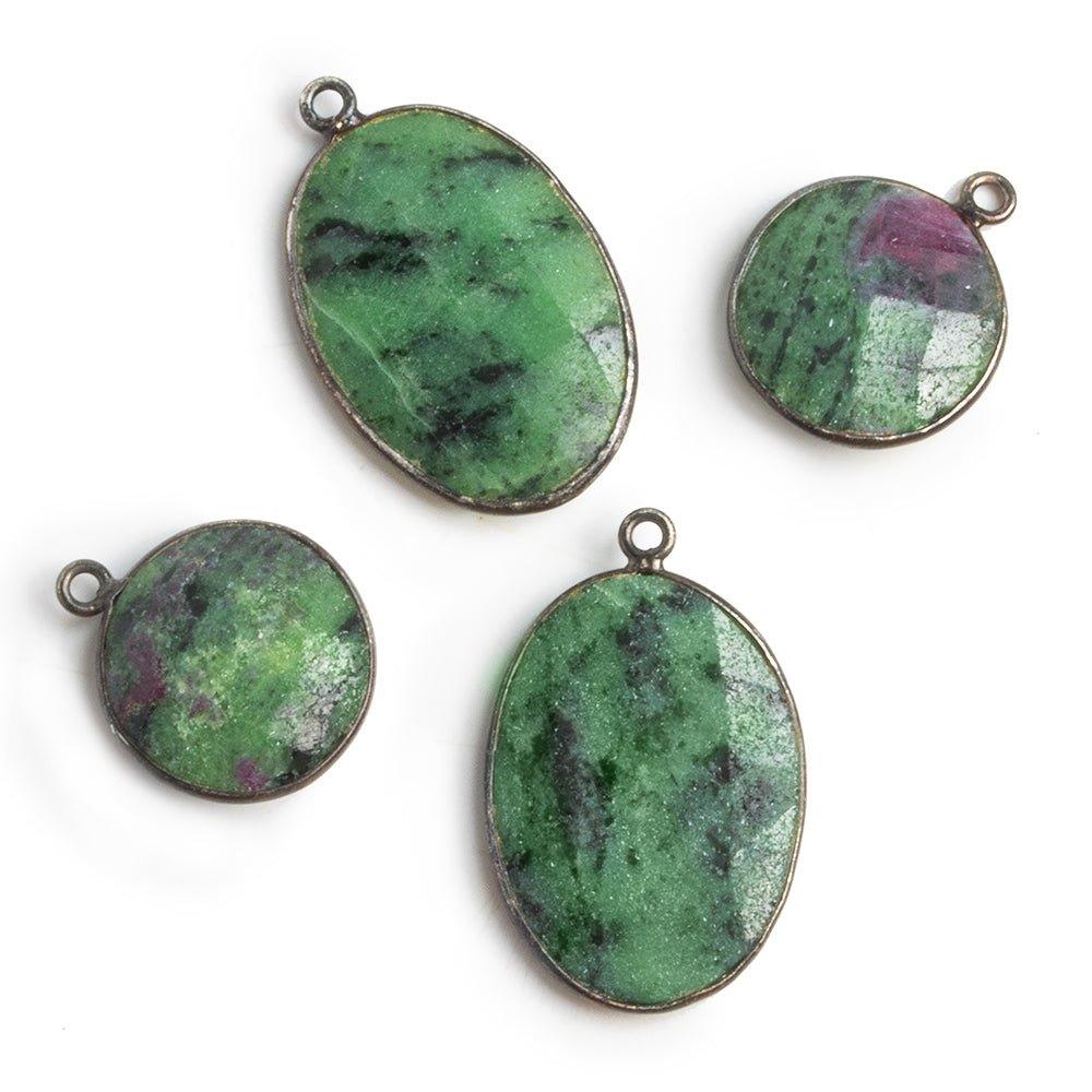 Black Gold Bezeled Ruby in Zoisite Pendants - Lot of 4 - The Bead Traders