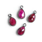 Black Gold Bezeled Ruby Pear Pendants Set of 4 - The Bead Traders