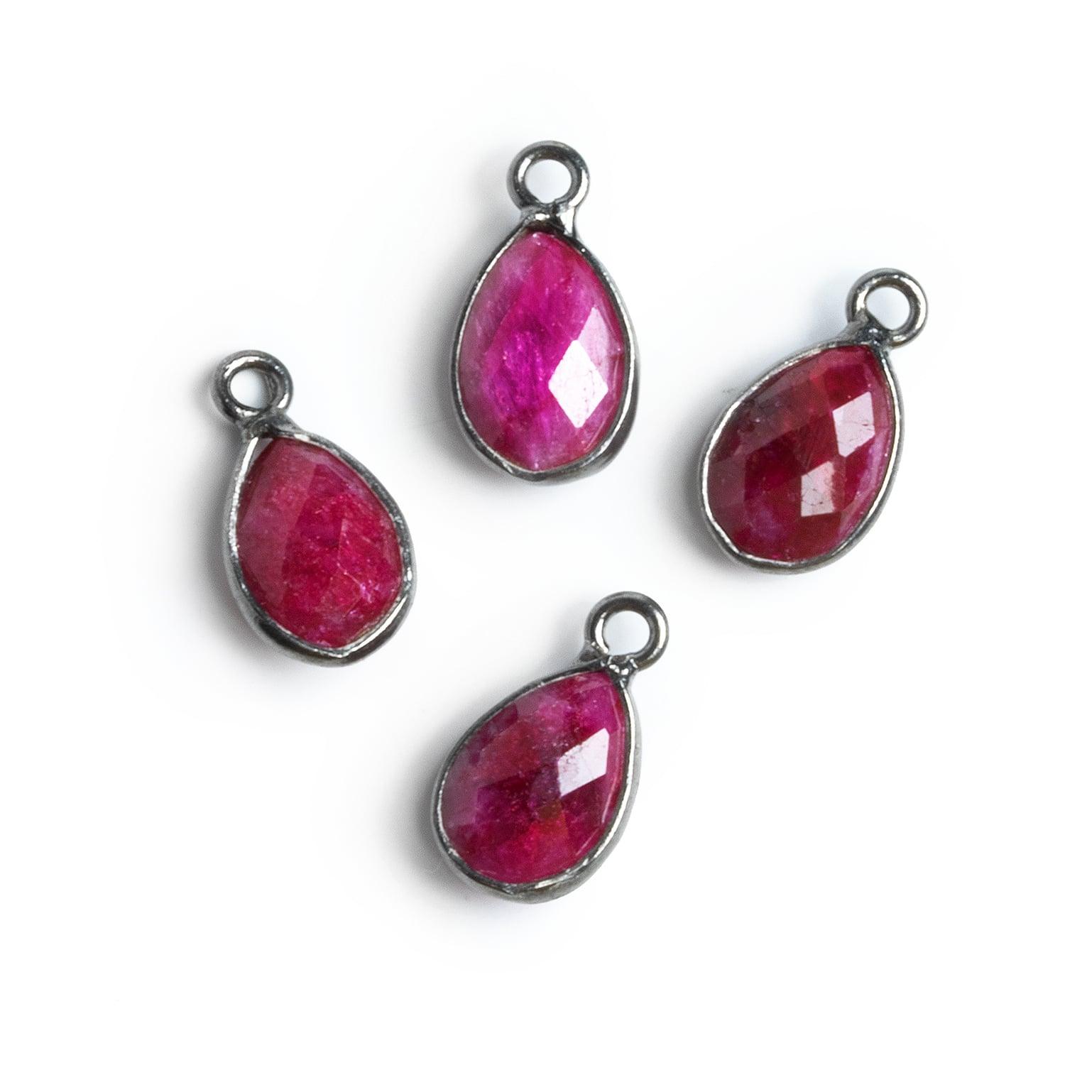 Black Gold Bezeled Ruby Pear Pendants Set of 4 - The Bead Traders