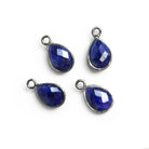 Black Gold Bezeled Sapphire Pear Pendants Set of 4 - The Bead Traders