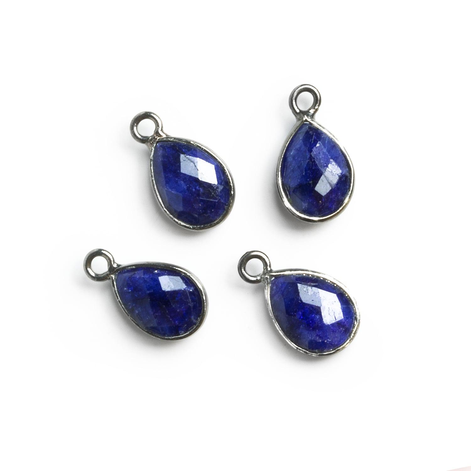 Black Gold Bezeled Sapphire Pear Pendants Set of 4 - The Bead Traders