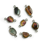 Black Gold Bezeled Watermelon Tourmaline Slice Connector 1 Bead - The Bead Traders