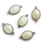Black Gold Bezeled White Moonstone Oval Connector 1 piece - The Bead Traders